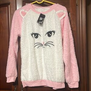 NWT GM FASHION USA pink & white pajama SET Size M/L